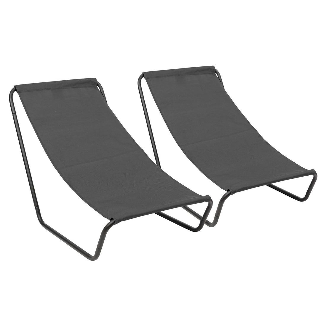 Black Folding Beach Loungers - Pack of 2