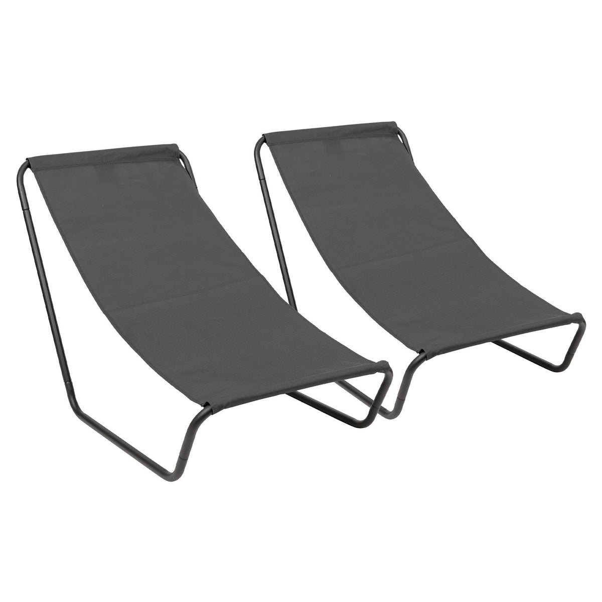 Black Folding Beach Loungers - Pack of 2