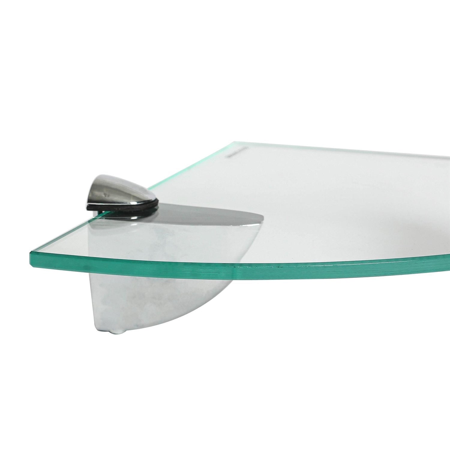 20cm Floating Glass Corner Shelf with Chrome Fixings