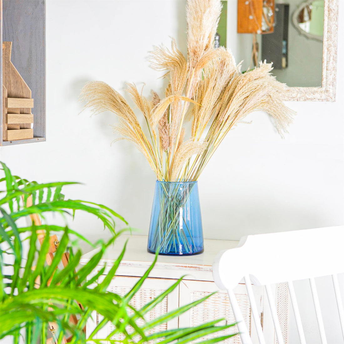 25cm Blue Jebel Recycled Glass Vase