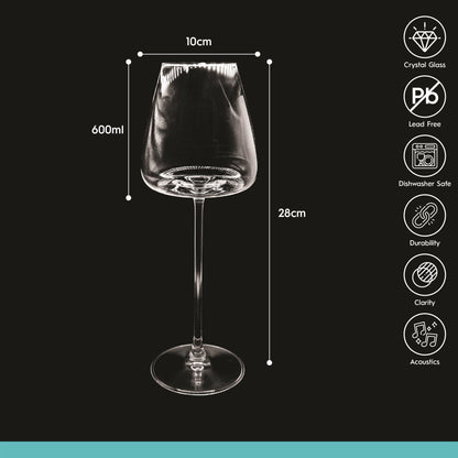 600ml Dulwich Crystal Red Wine Glasses - Pack of 6