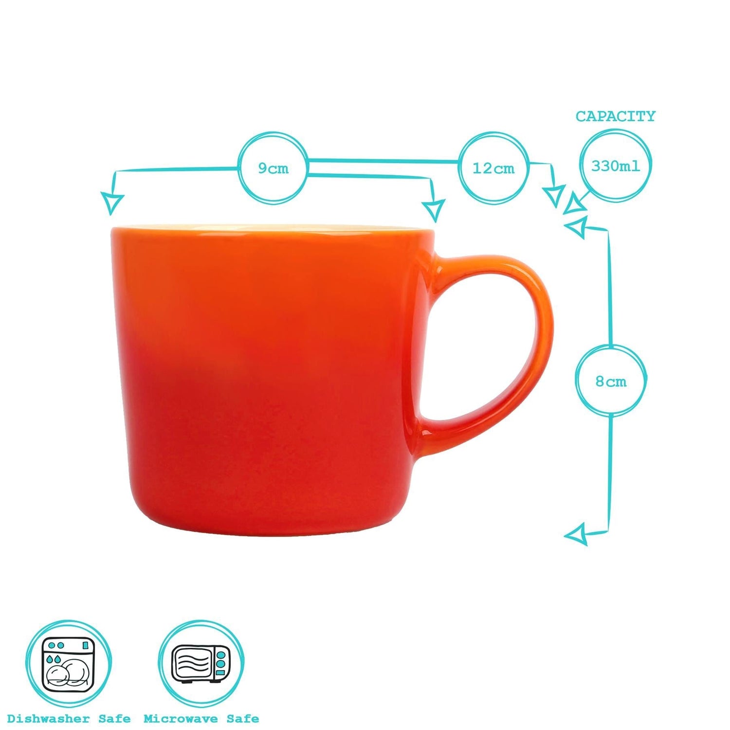 330ml Orange New Bone China Ombre Mugs - Pack of Six