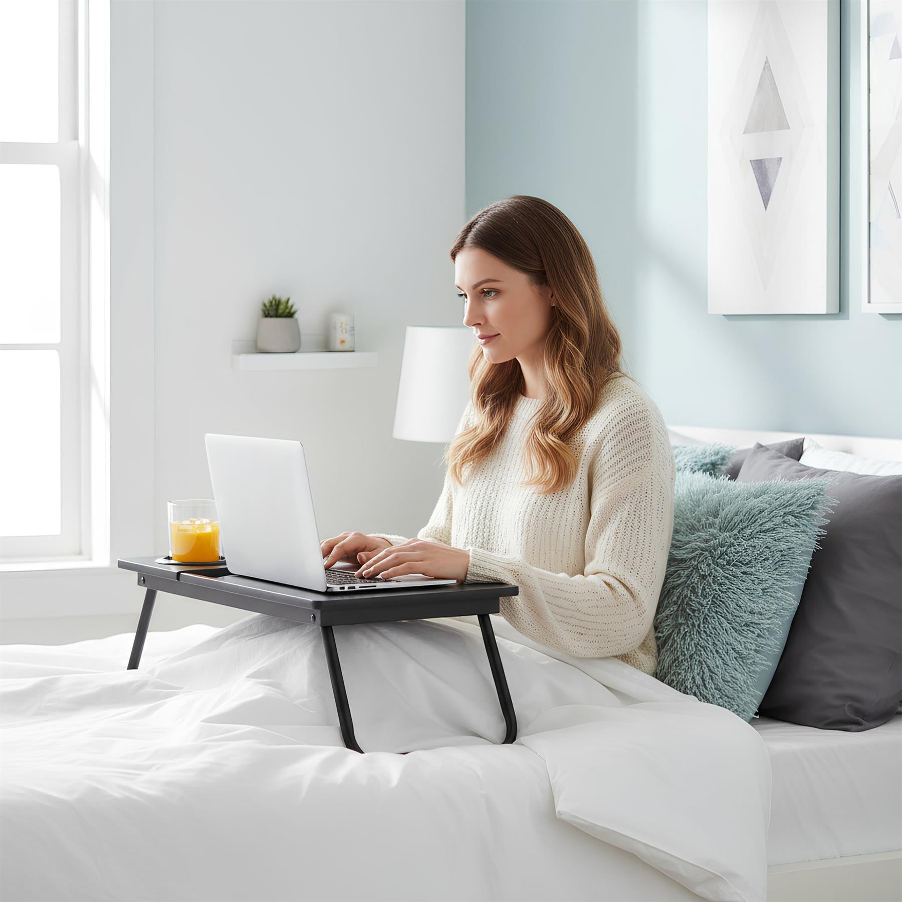 Folding Lap Desk with Cupholder - Black