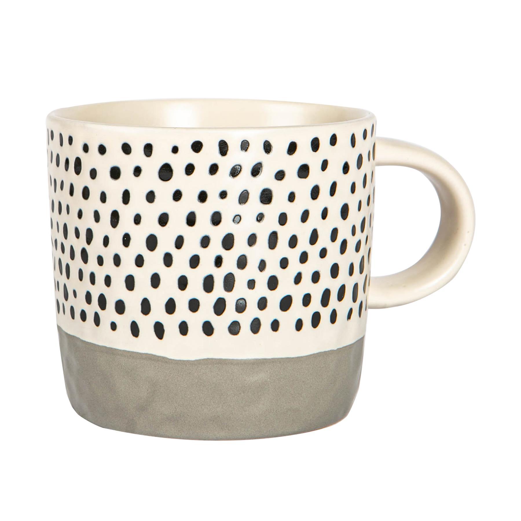 385ml Grey Colour Block Spot Portuguese Stoneware Coffee Mug | Rinkit.com