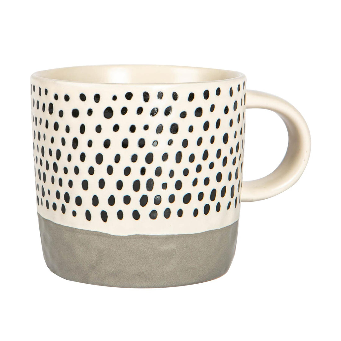 385ml Grey Colour Block Spot Portuguese Stoneware Coffee Mug