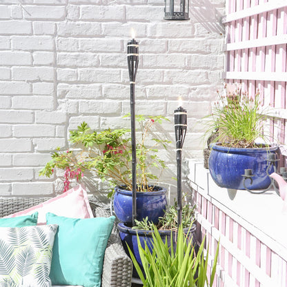 Black Bamboo 113cm Garden Fire Torches - Pack of Six
