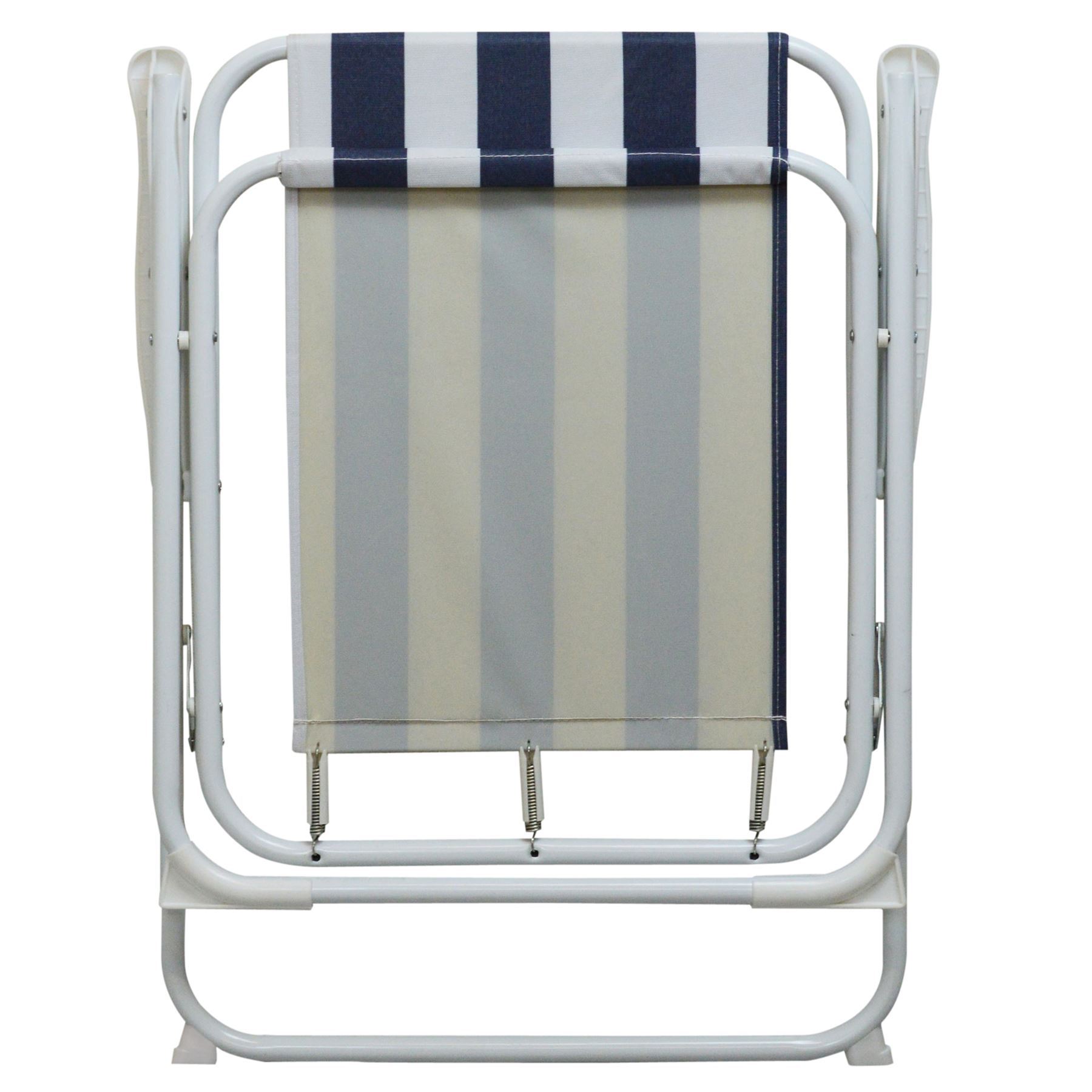 Blue &amp; White Folding Metal Beach Chairs - Pack of Two