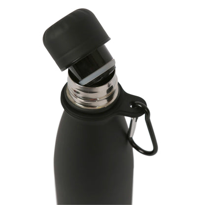 500ml Black Stainless Steel Water Bottle with Carabiner Clip