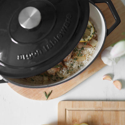 4.68L Matt Black Oval Cast Iron Casserole Dish