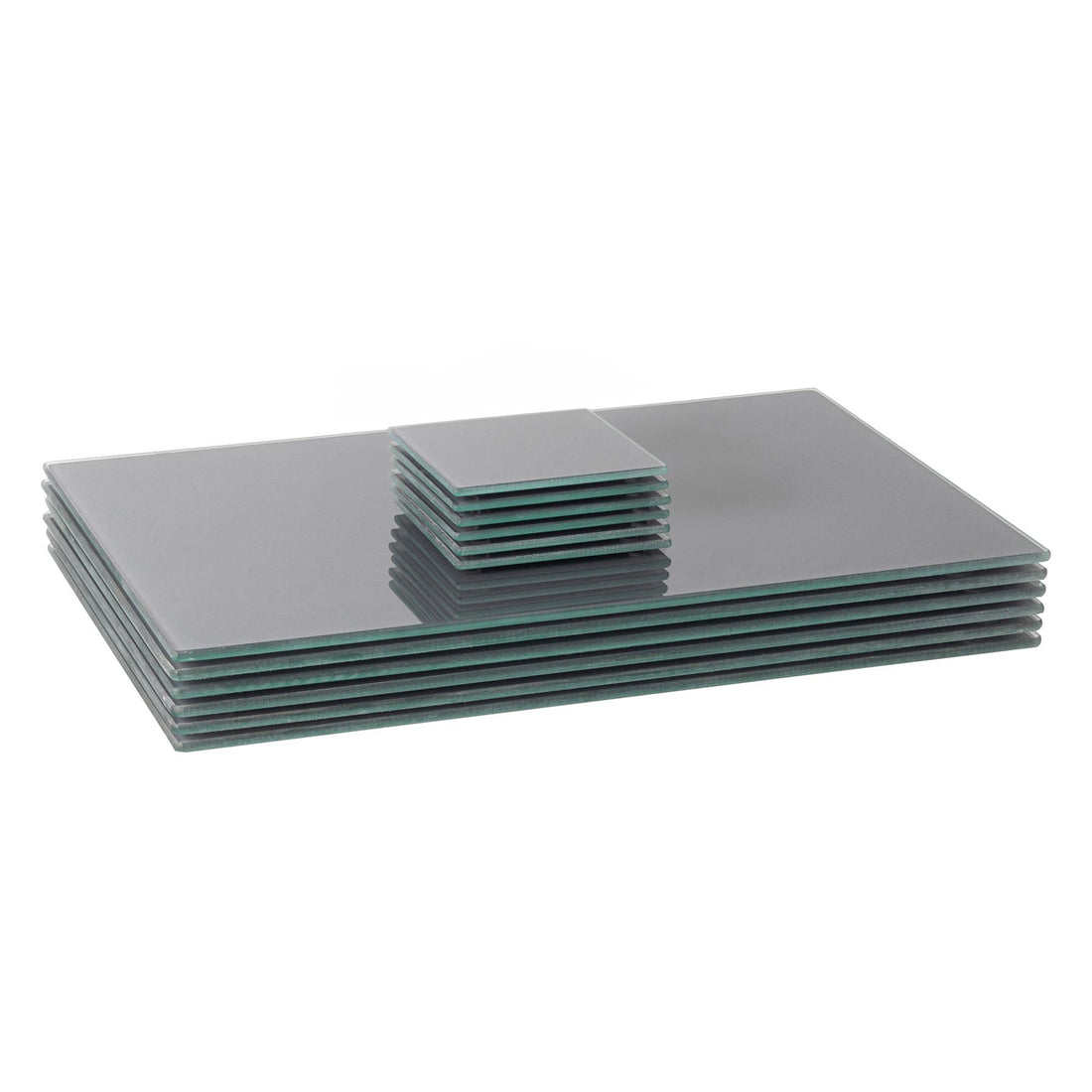 12pc 40cm x 30cm Grey Glass Placemats &amp; Coasters Set