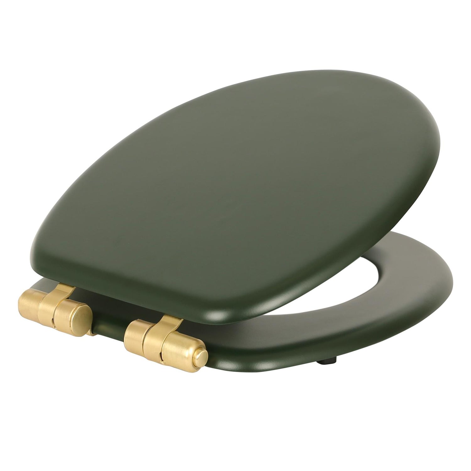 Wooden Soft Close Toilet Seat - Green/Gold