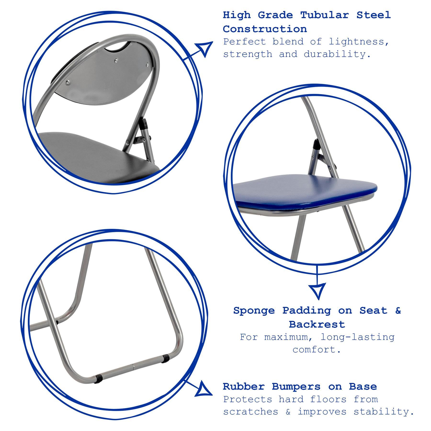 Black Curved Padded Folding Chair - Pack of Six