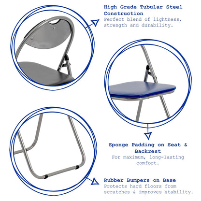 Black Curved Padded Folding Chair - Pack of Six