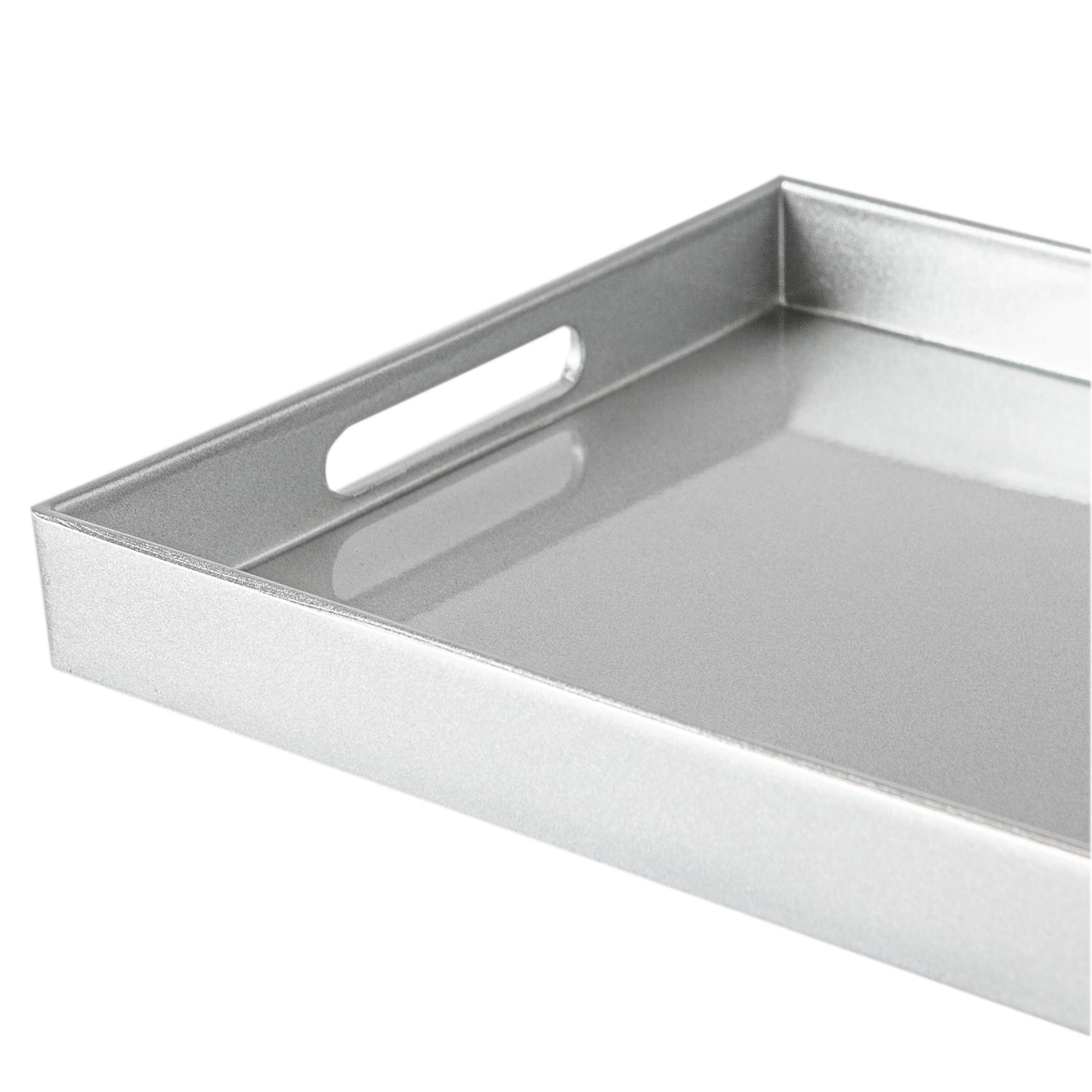 34.5cm x 25cm Silver Rectangle Lacquer Tray