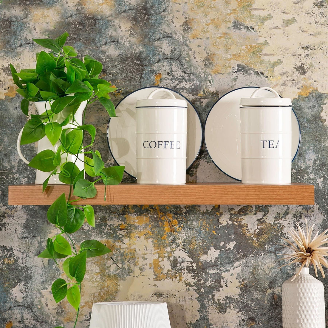 60cm Brown Modern Floating Shelves - Pack of Two