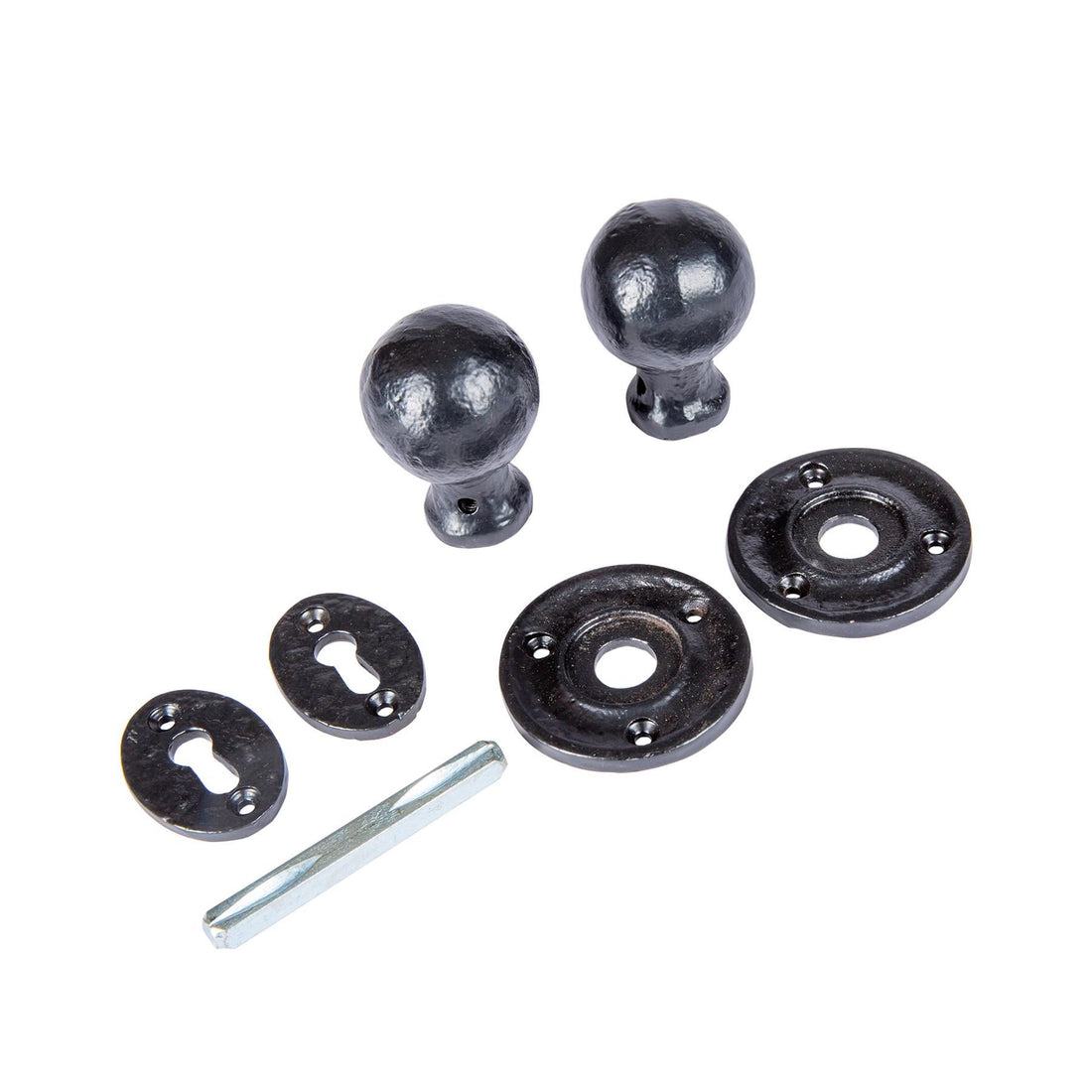 Black 60mm Round Iron Rim &amp; Mortice Door Knob
