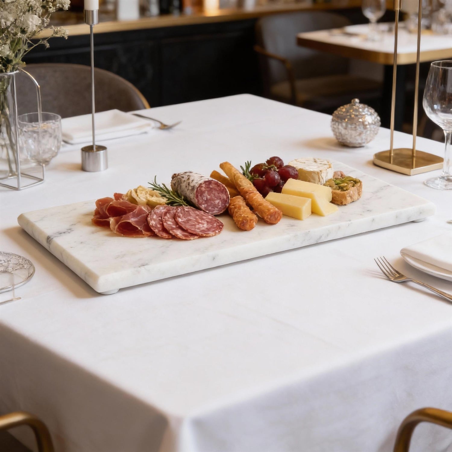 Marble Serving Board - 32.5 x 17.5cm - White