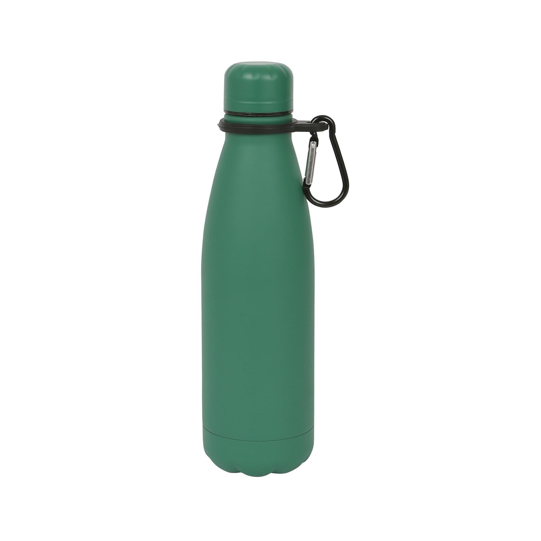 500ml Green Stainless Steel Water Bottle with Carabiner Clip