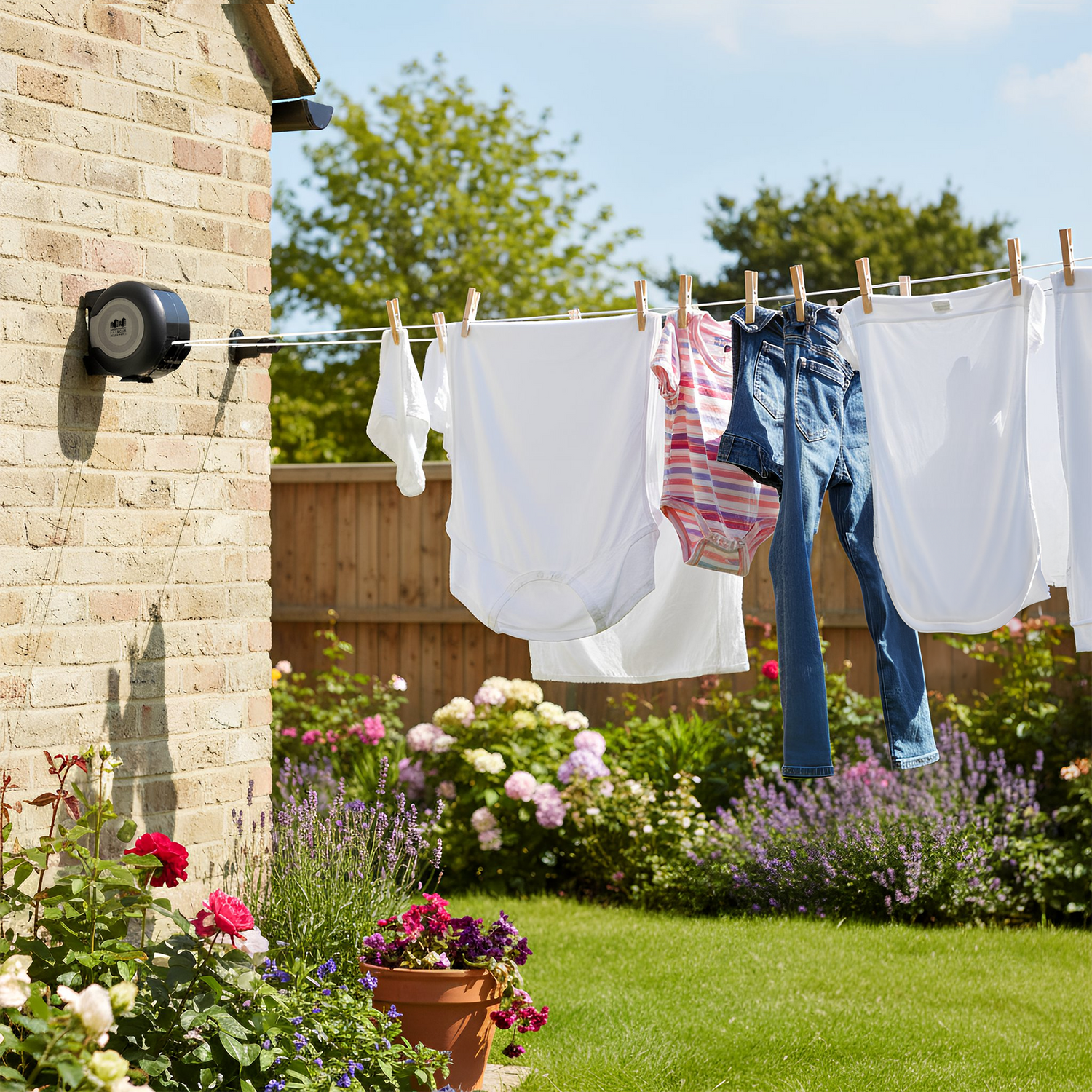 2 x 15M Retractable Dual Cord Washing Line - Black