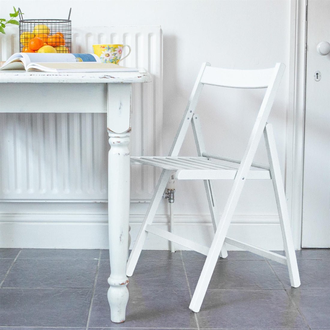 White Beech Wood Folding Chair