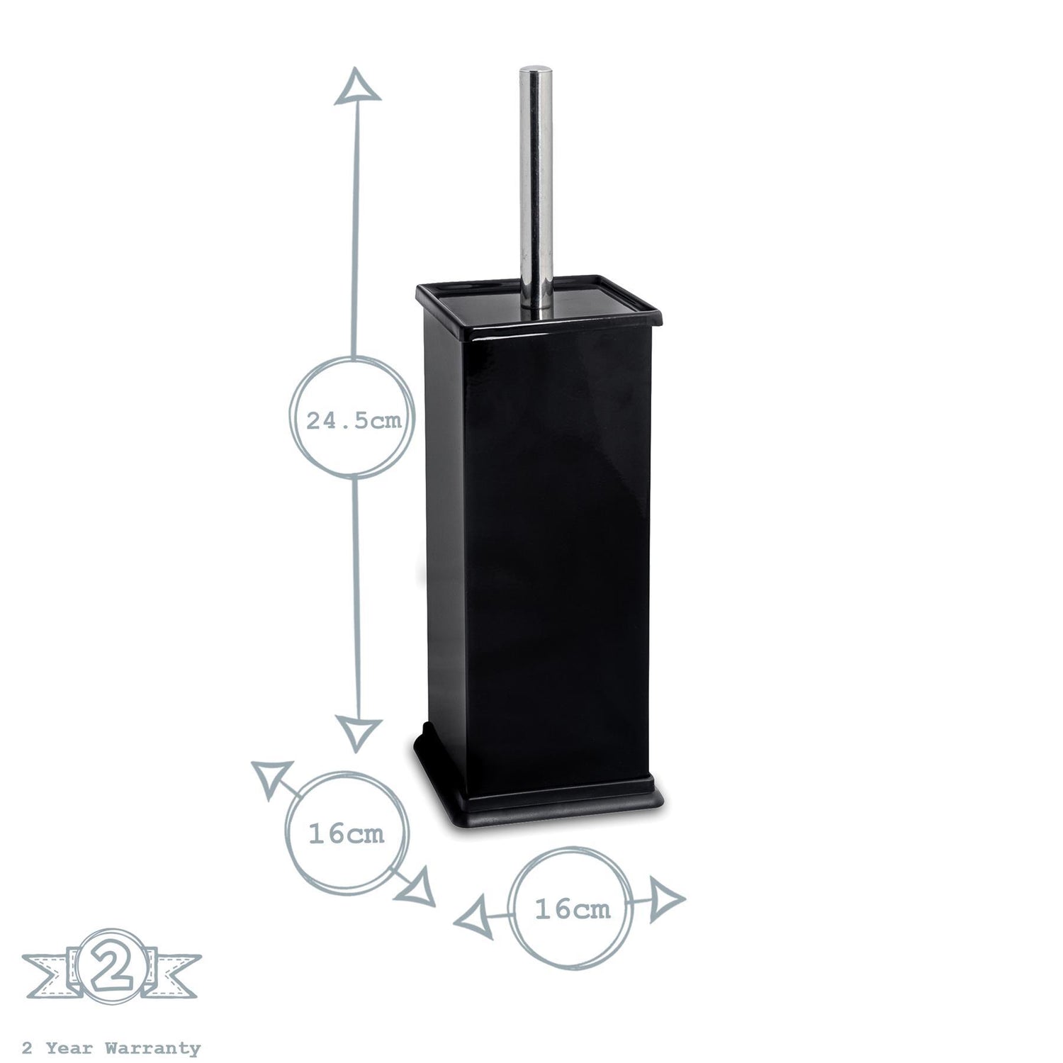 Black Square Toilet Brush &amp; Bin Set