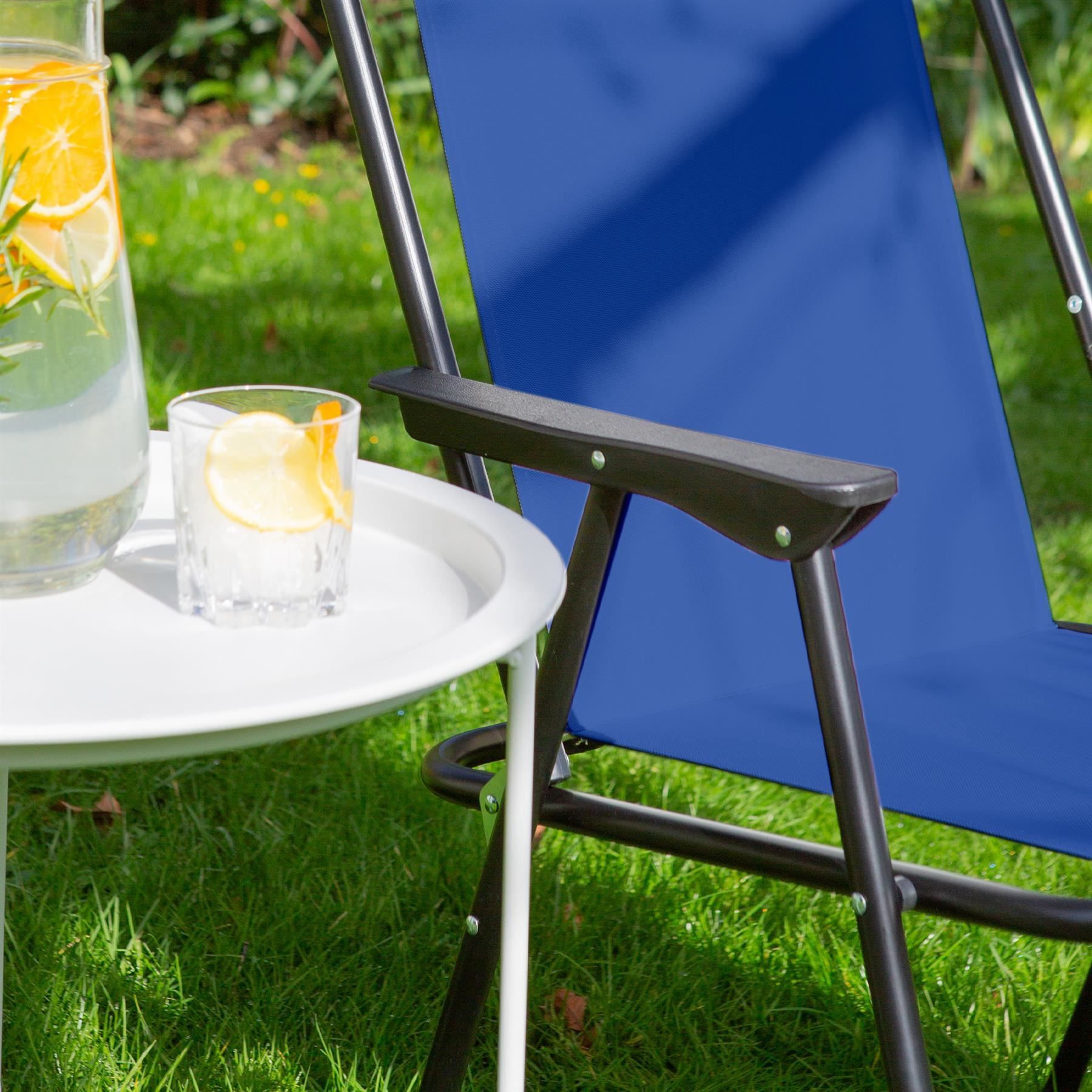 Navy Folding Metal Beach Chair