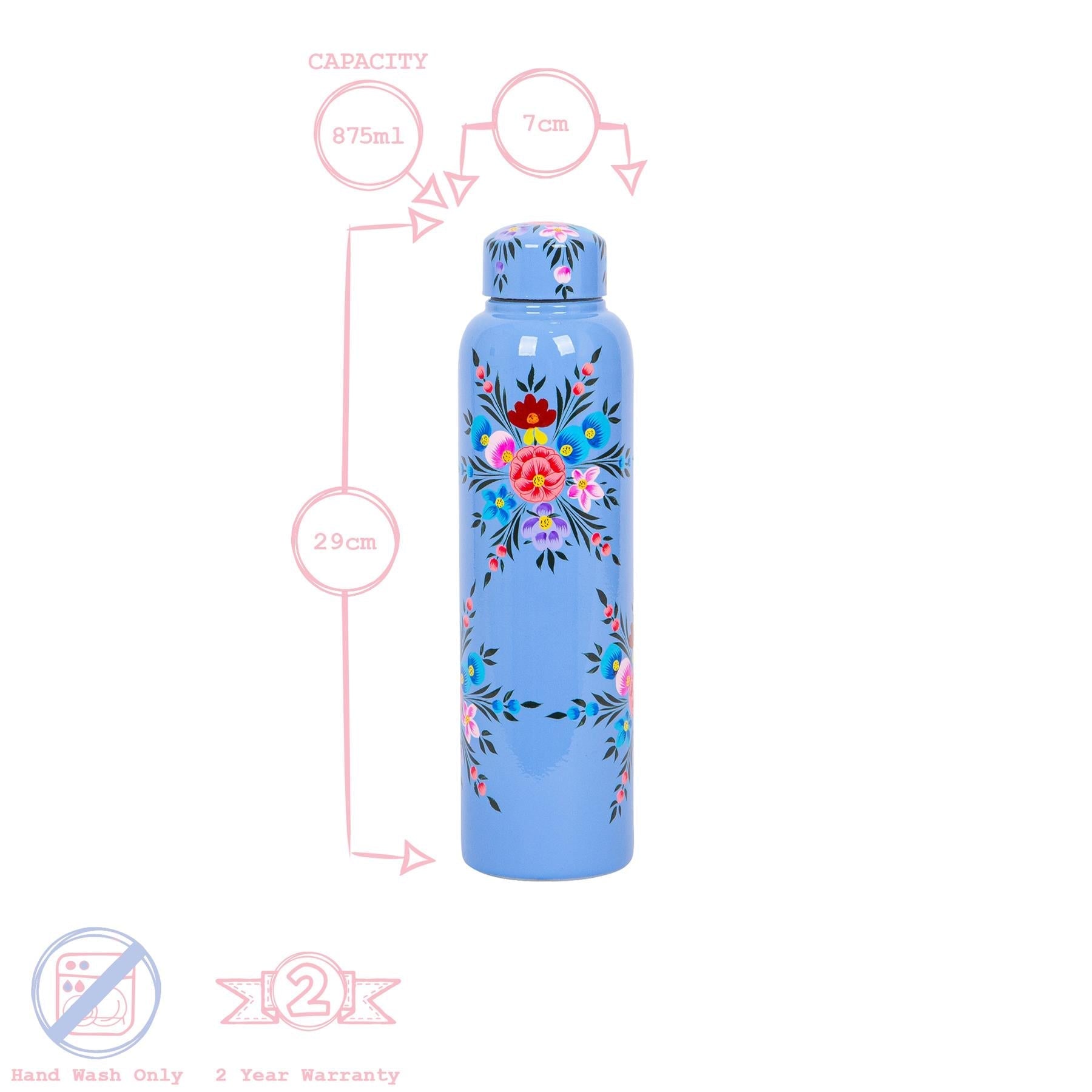 875ml Cotton Pansy Hand-Painted Picnic Water Bottle