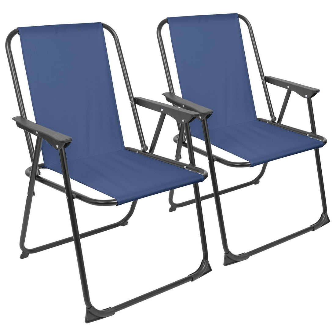 Navy Folding Metal Beach Chairs - Pack of 2