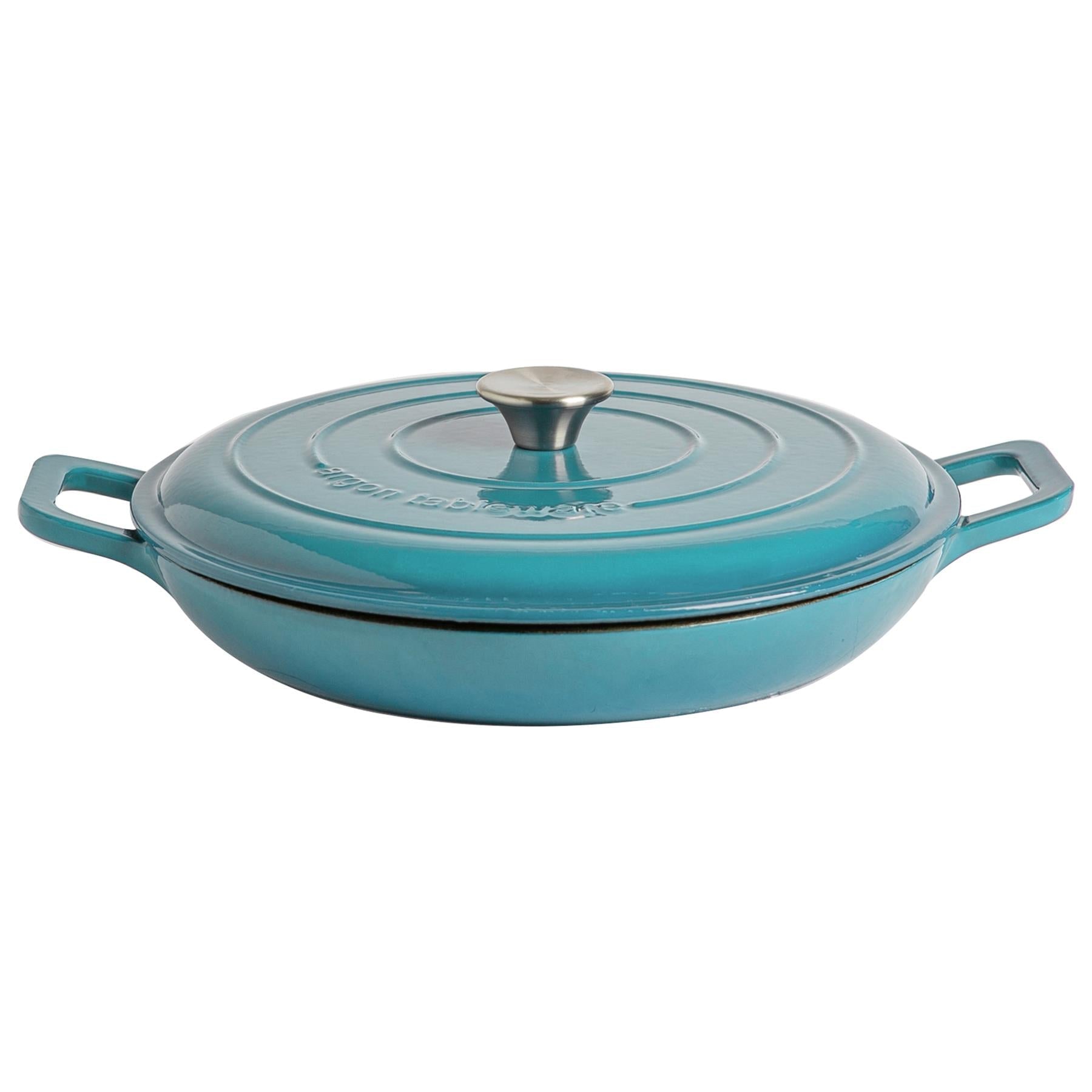 2.3L Teal Ombre Cast Iron Shallow Casserole Dish