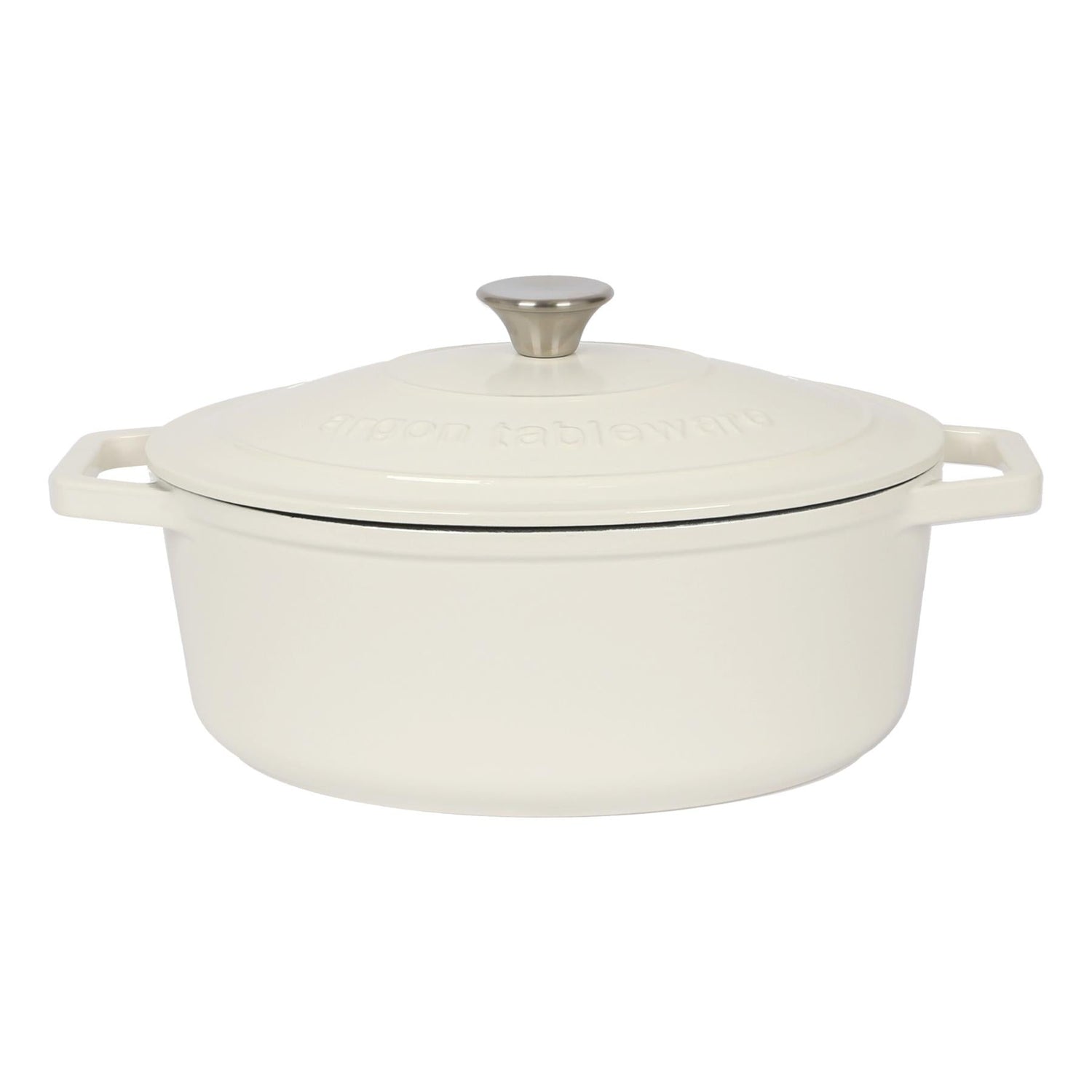 4.68L Pebble Gloss Oval Cast Iron Casserole Dish