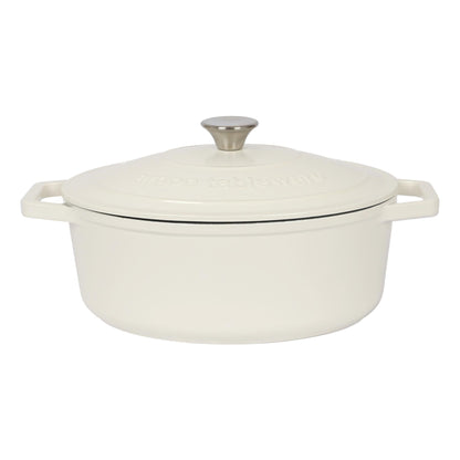 4.68L Pebble Gloss Oval Cast Iron Casserole Dish