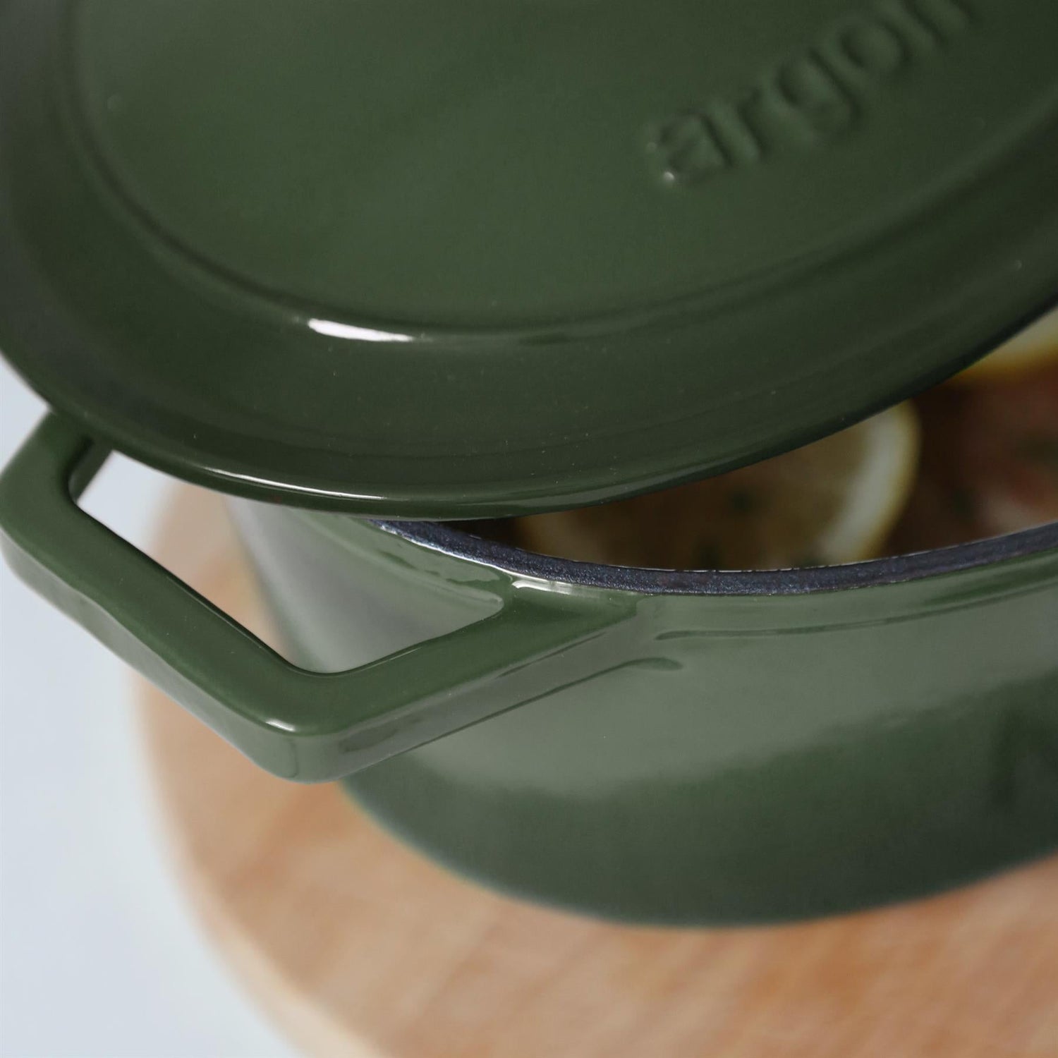 4.68L Dark Green Oval Cast Iron Casserole Dish