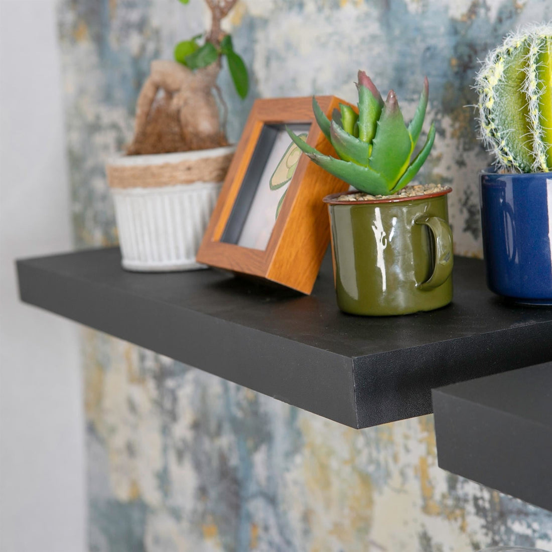 60cm Black Modern Floating Shelves - Pack of Two