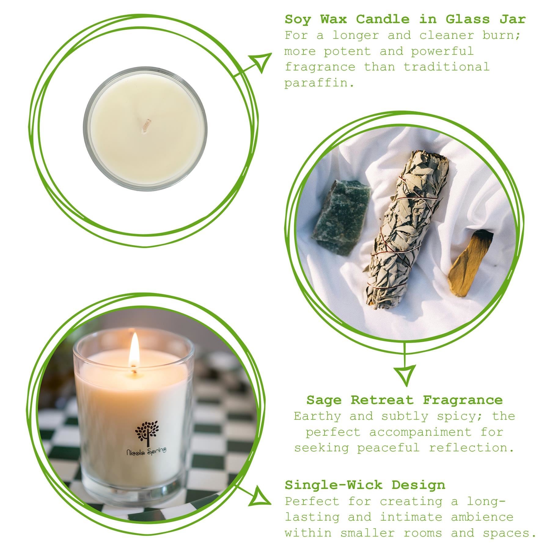 Soy Wax Scented Candle - 160g - Sage Retreat