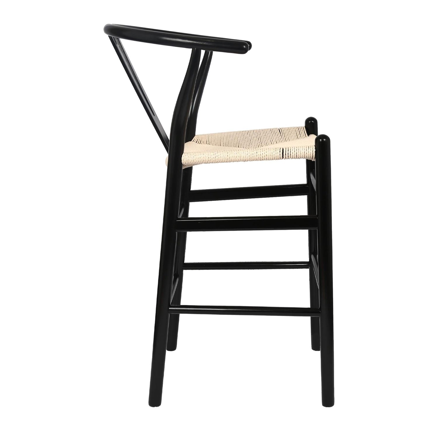 Black Wooden Wishbone Bar Stool