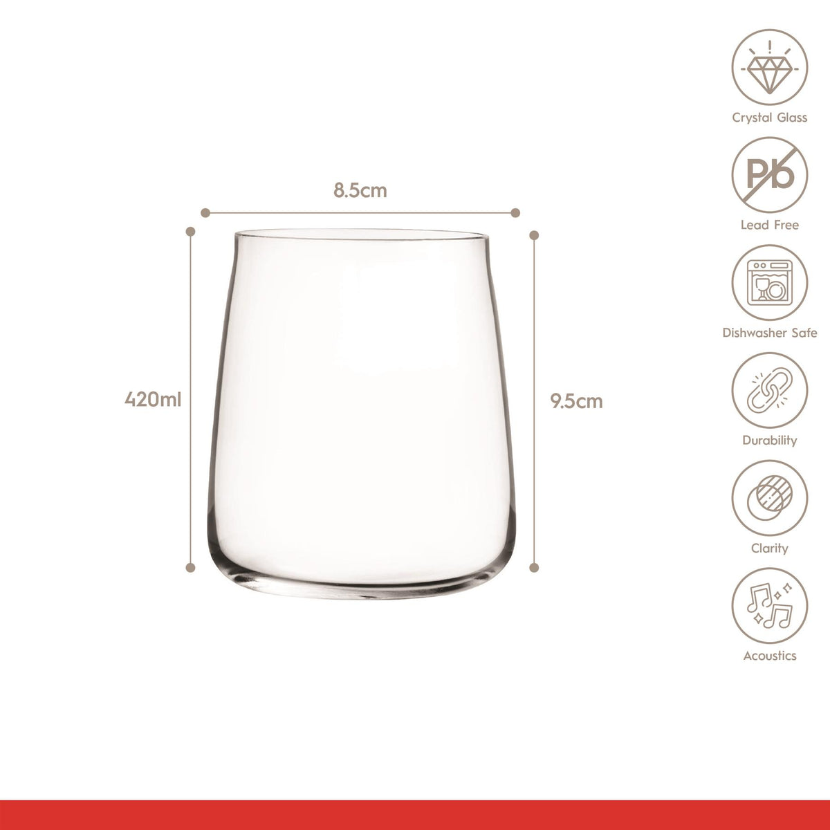 420ml Essential Crystal Double Whisky Glasses - Pack of 6
