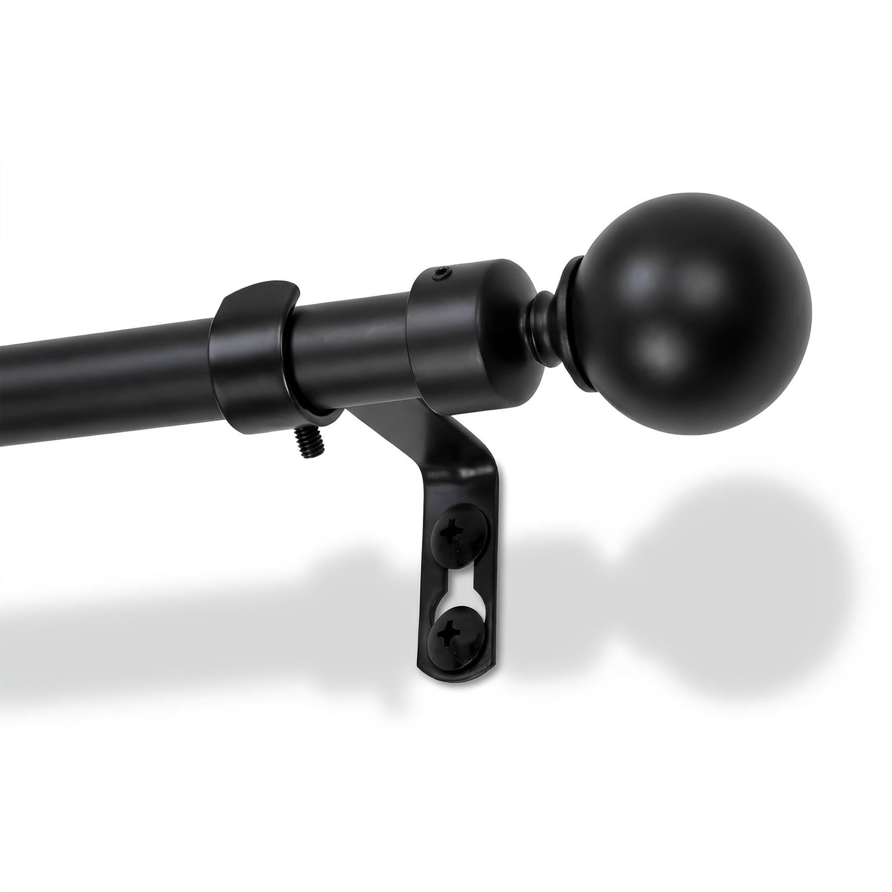 Extendable Metal Ball Curtain Pole Kit - 77 to 250cm - Matt Black