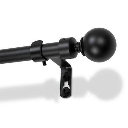Extendable Metal Ball Curtain Pole Kit - 77 to 250cm - Matt Black