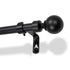 Extendable Metal Ball Curtain Pole Kit - 77 to 250cm - Matt Black