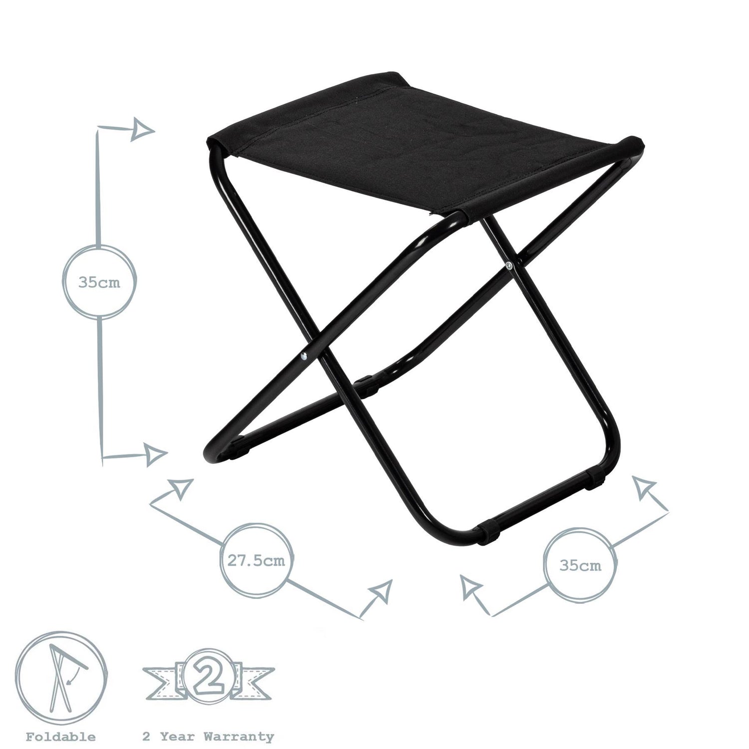 Black Classic Folding Stool
