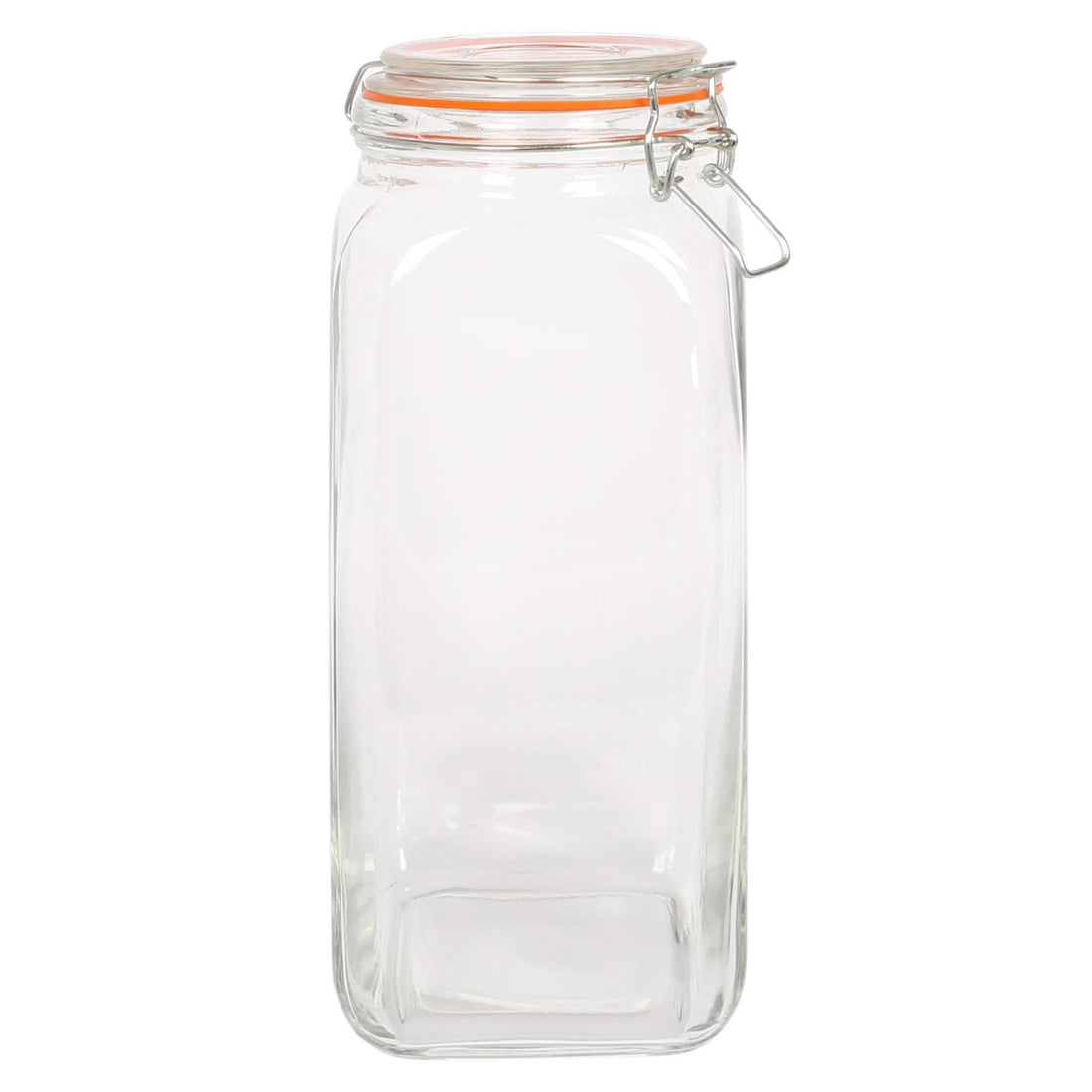 2L Airtight Square Glass Storage Jar with Clip-Top Lid