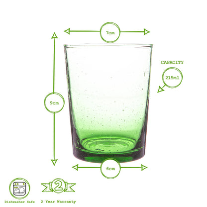 215ml Meknes Green Recycled Tumbler Glasses - Pack of Six