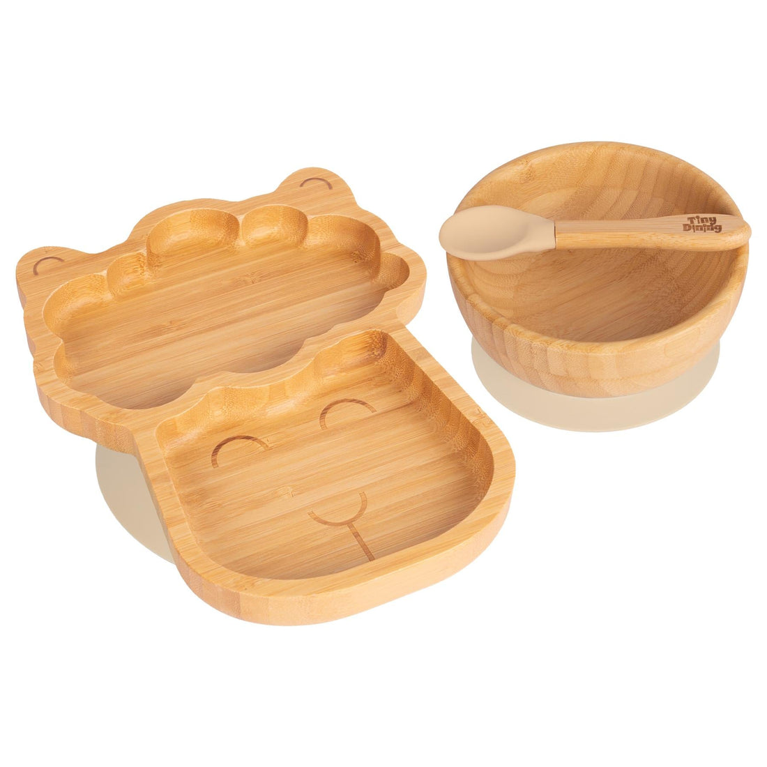 Lenny the Llama Bamboo Suction Dinner Set - Beige