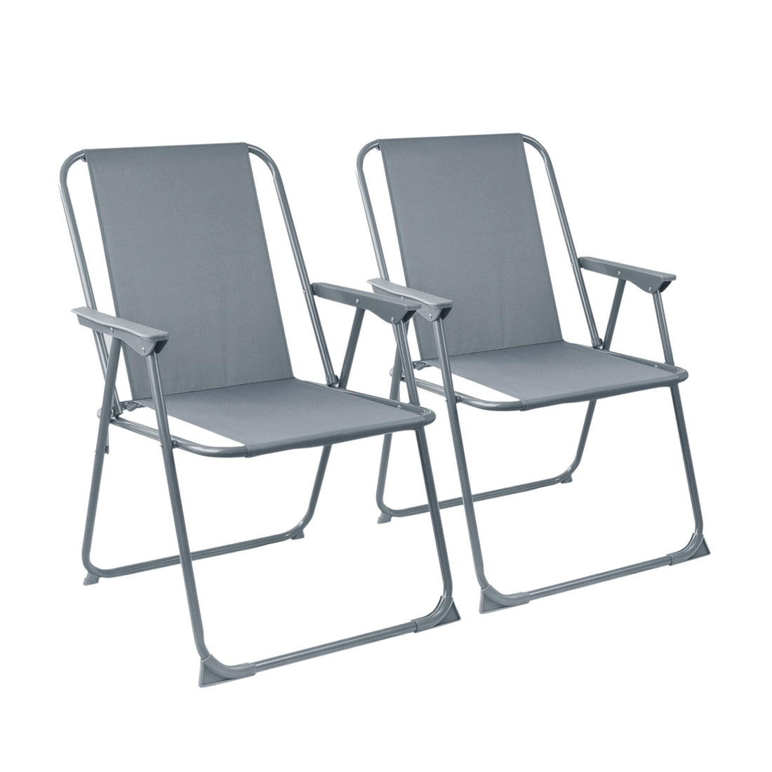 Grey Folding Metal Beach Chairs - Pack of Two