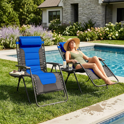 2 Piece Padded Zero Gravity Chair Set - Navy