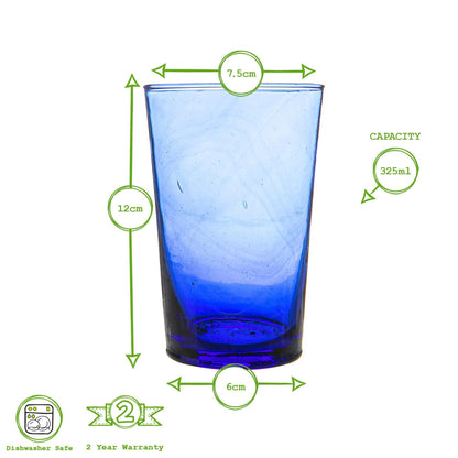 325ml Meknes Blue Recycled Highball Glasses - Pack of Six