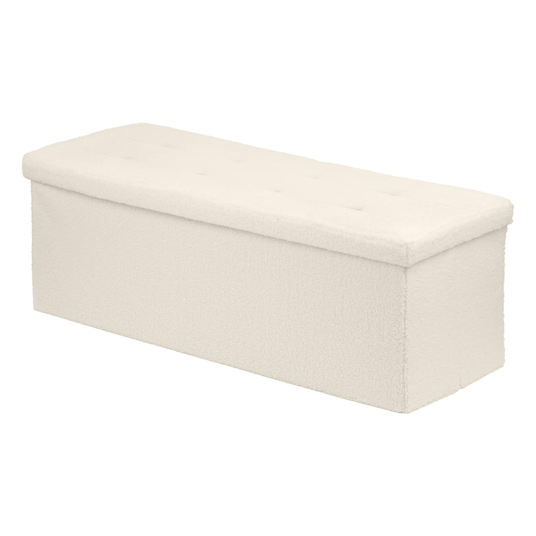 Cream Boucle Foldable Storage Ottoman - 111cm x 37cm x 39cm