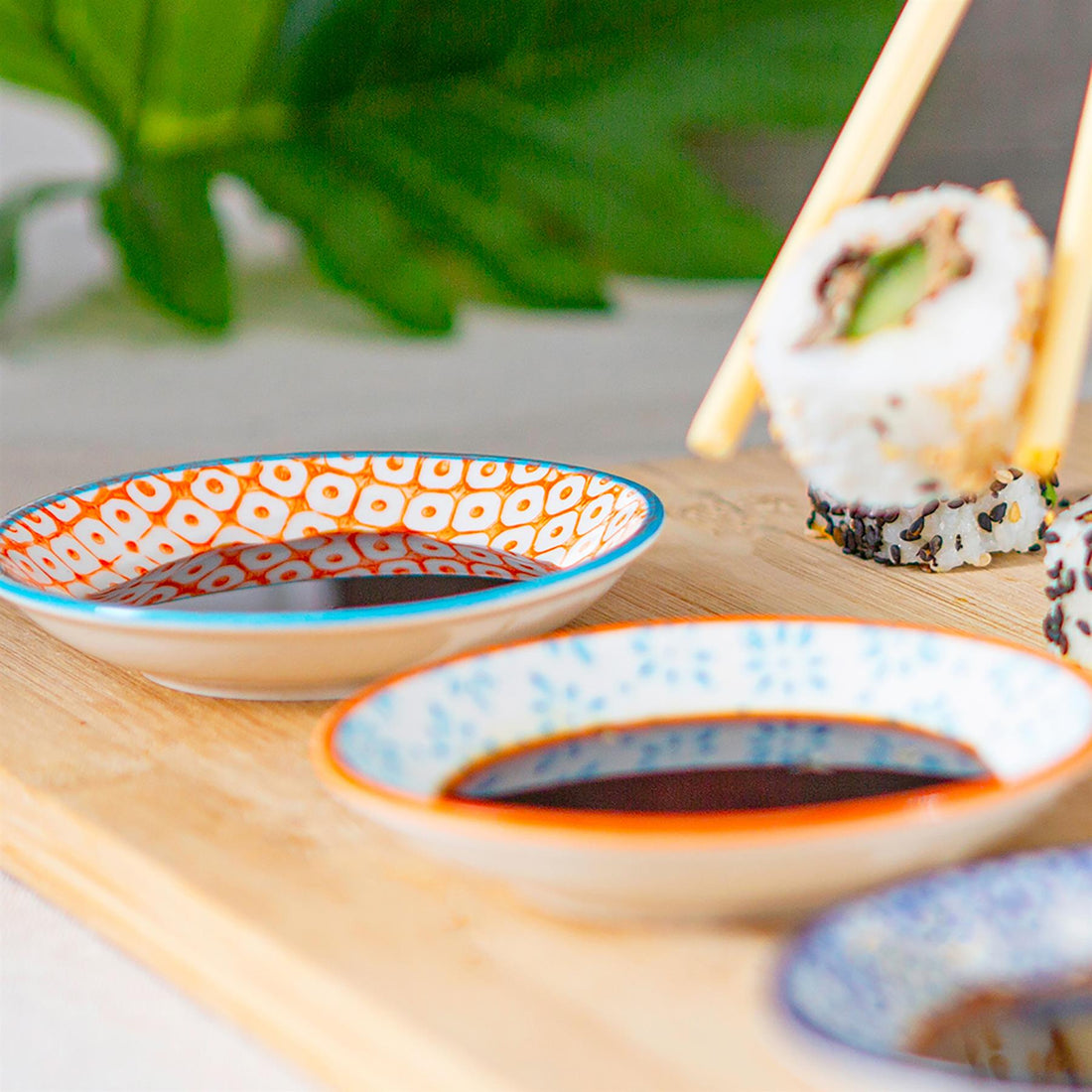 10cm Hand-Printed Orange Stoneware Sauce Dishes - Pack of Six