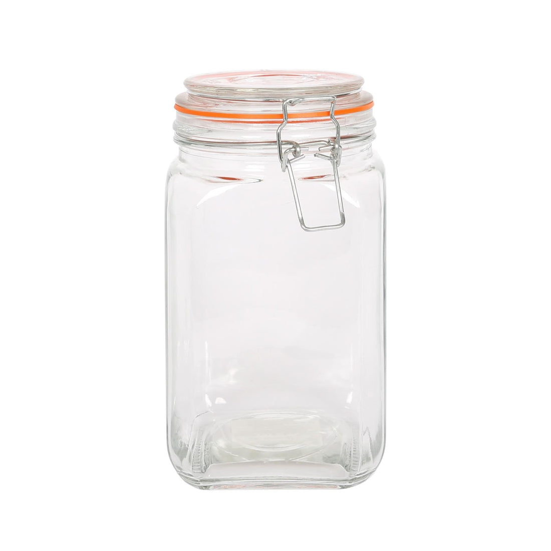 1.25L Airtight Square Glass Storage Jar with Clip-Top Lid