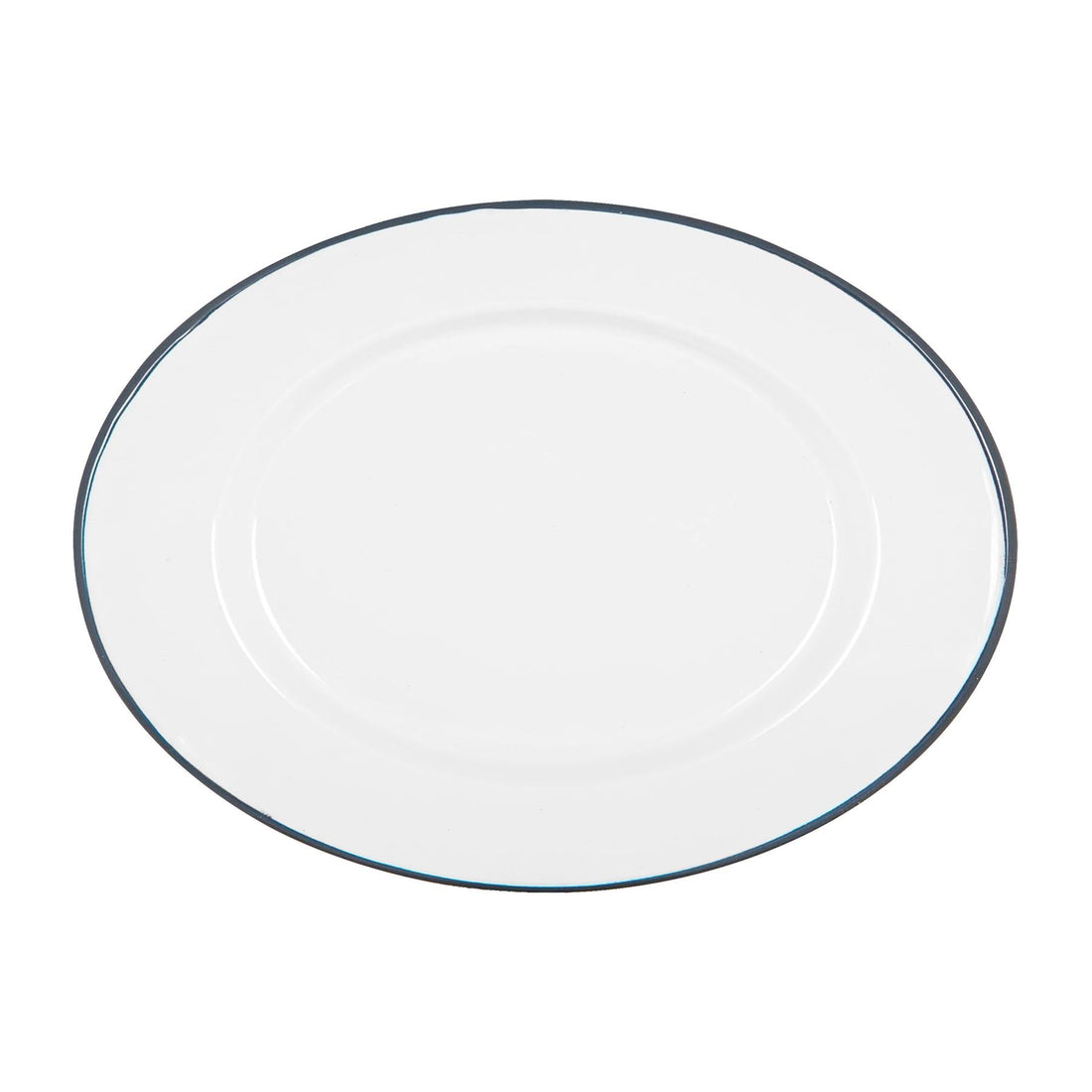 30cm x 22cm White &amp; Blue Enamel Serving Platter